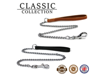 Leather Medium Chain Lead Tan 80cm