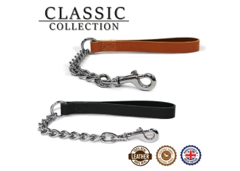 Leather Extra Heavy Chain Lead Tan 50cm