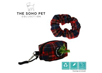 Tartan Patterned Poop Bag and Scrunchie