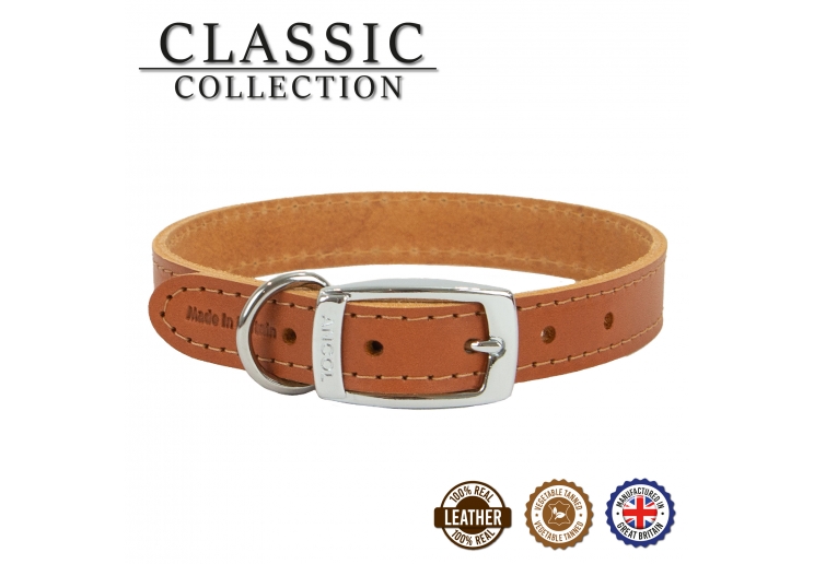 Classic Leather Collar Tan 20-26cm Size 1