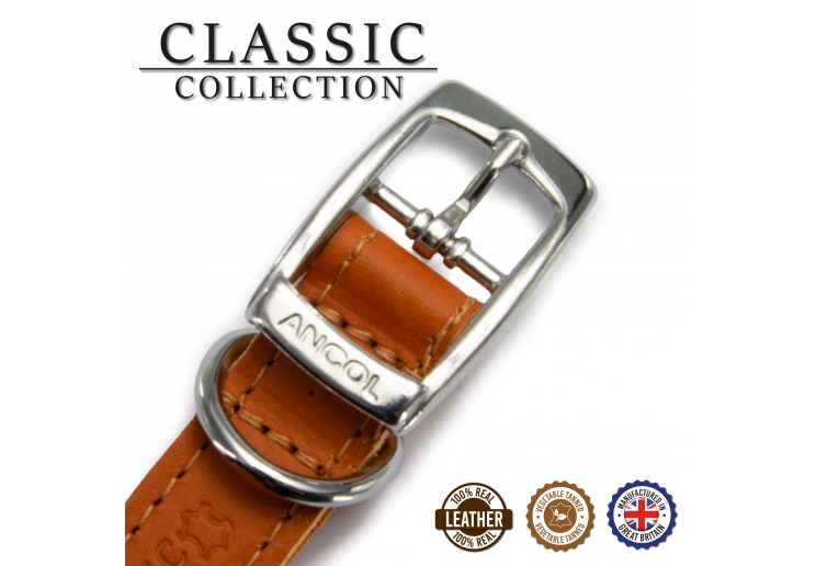 Classic Leather Collar Tan 20-26cm Size 1