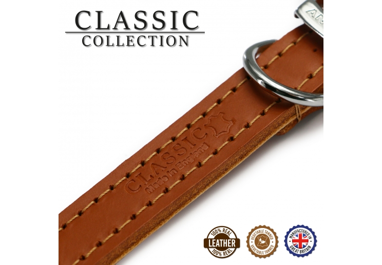 Classic Leather Collar Tan 20-26cm Size 1