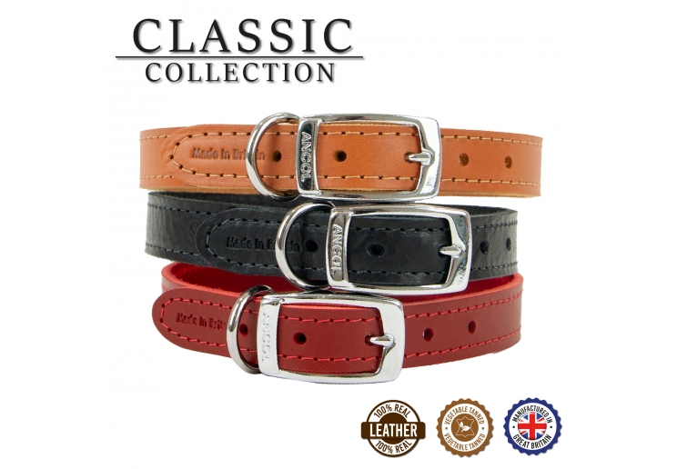 Classic Leather Collar Red 20-26cm Size 1