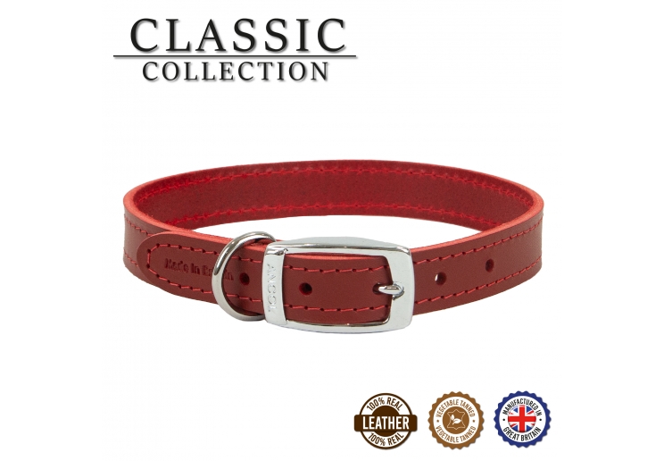 Classic Leather Collar Red 20-26cm Size 1