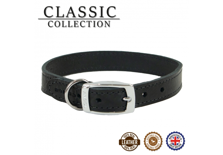 Classic Leather Collar Black 35-43cm Size 4