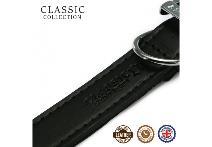 Classic Leather Collar Black 35-43cm Size 4