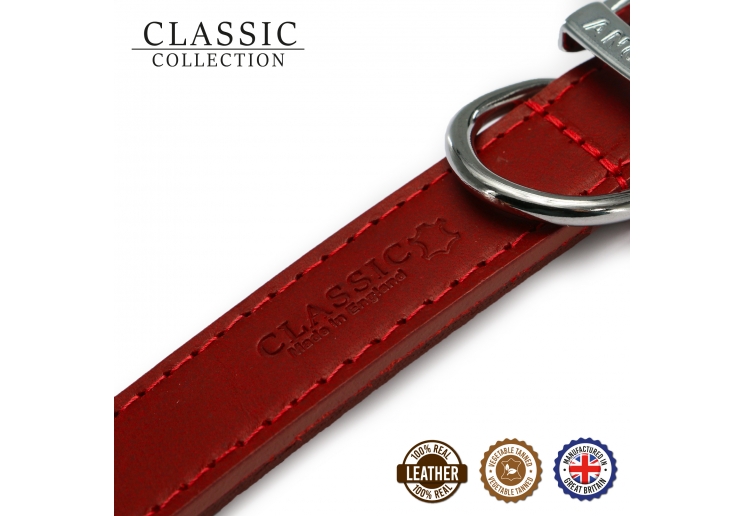 Classic Leather Collar Red 35-43cm Size 4