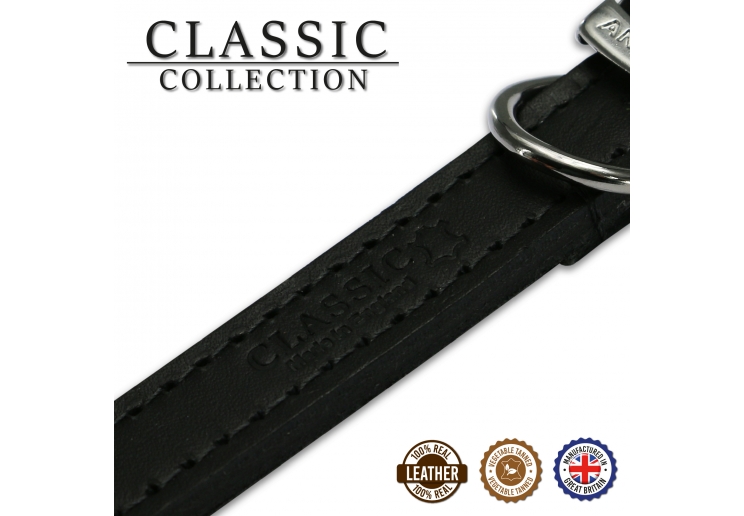 Classic Leather Collar Black 39-48cm Size 5