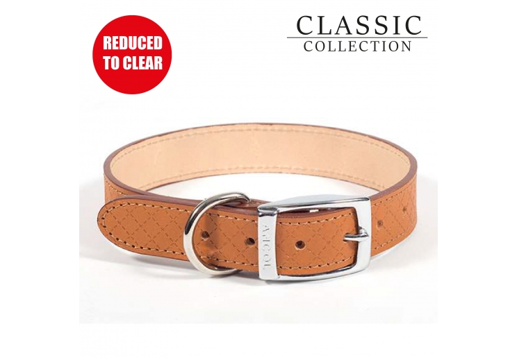 Diamond Leather Collar Tan 22-26cm XS