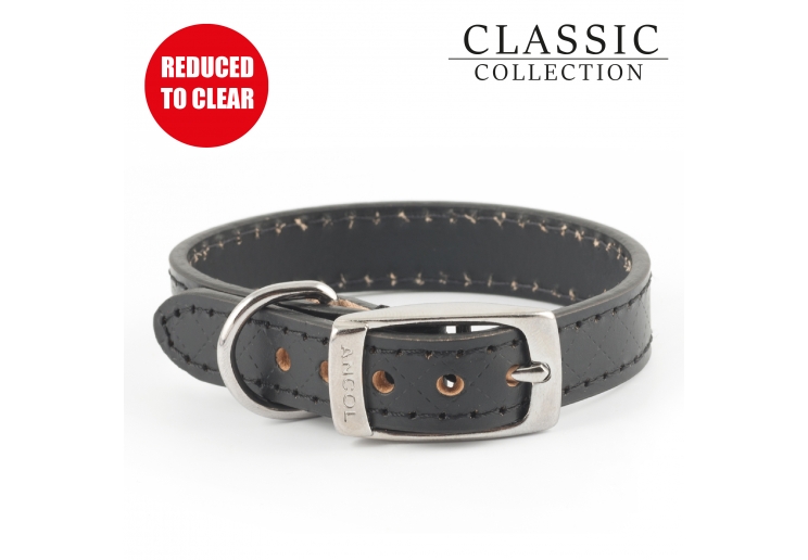 Diamond Leather Collar Black 22-26cm XS