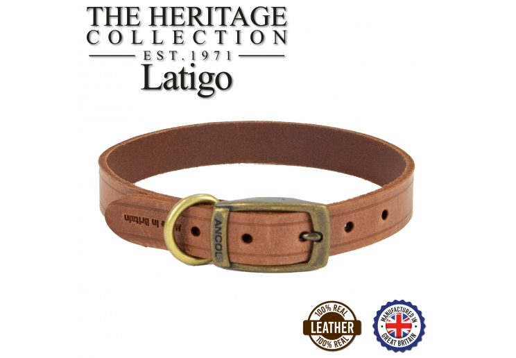 Latigo Leather Collar Chestnut 20-26cm Size 1