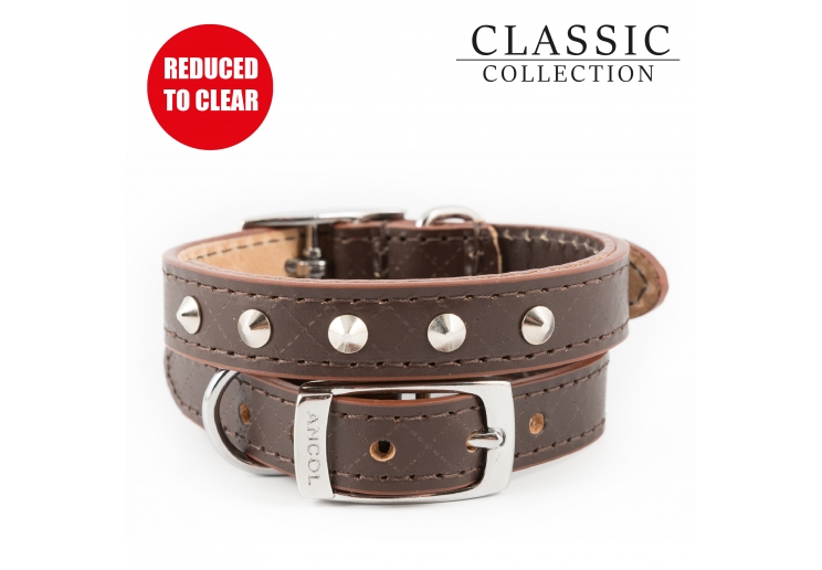 Diamond Stud Collar Brown XS