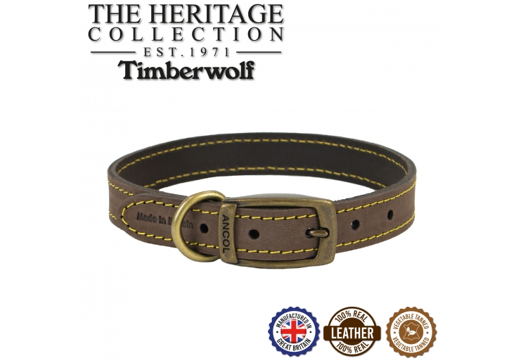 Timberwolf Leather Collar Sable 20-26cm Size 1