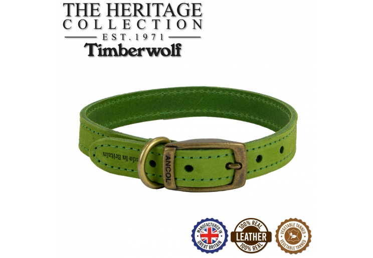 Timberwolf Leather Collar Green 20-26cm Size 1