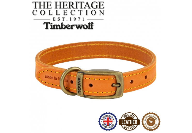 Timberwolf Leather Collar Mustard 20-26cm Size 1