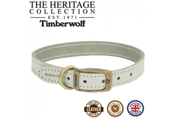 Timberwolf Leather Collar Light Grey 20-26cm Size1