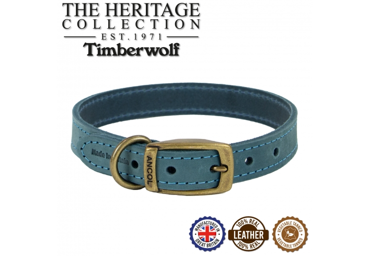 Timberwolf Leather Collar Blue 26-31cm Size 2