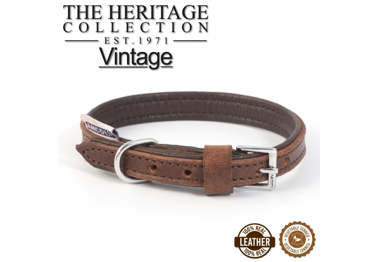 Vintage Leather Padded Collar 26-31cm Size 2