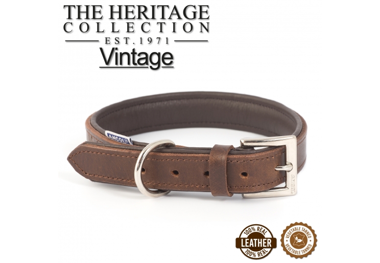 Vintage Leather Padded Collar 45-54cm Size 6