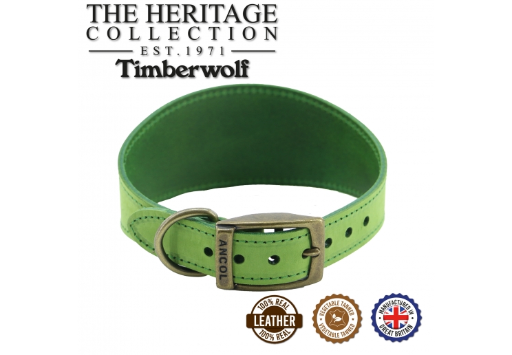 Timberwolf Greyhound Collar Green 34-43cm