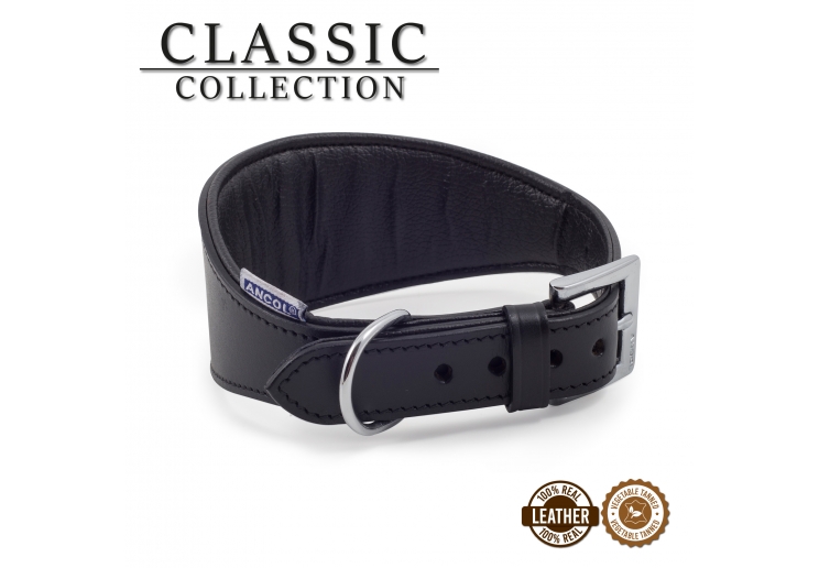 Whippet Padded Collar Black 30-34cm