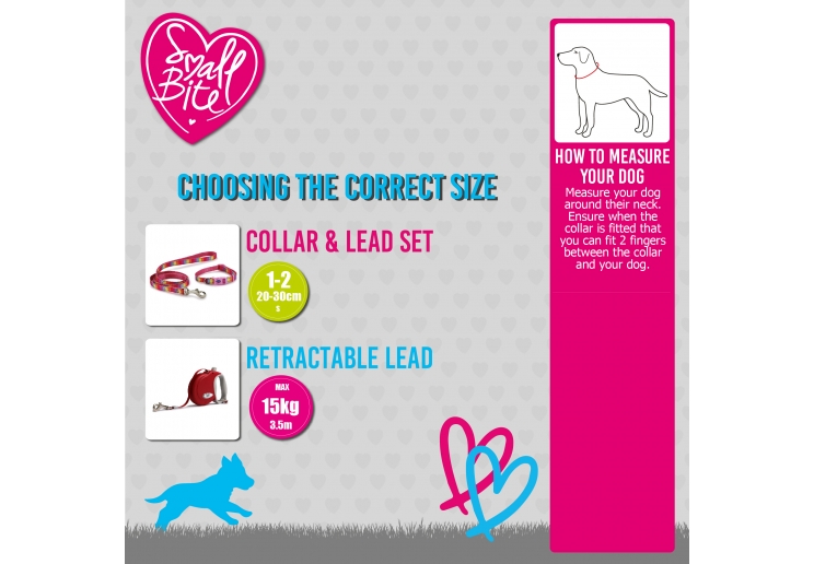 Small Bite Heart Collar Lead Set Raspberry