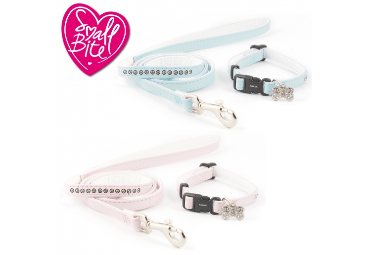 Small Bite Jewel Collar Lead Set Blue