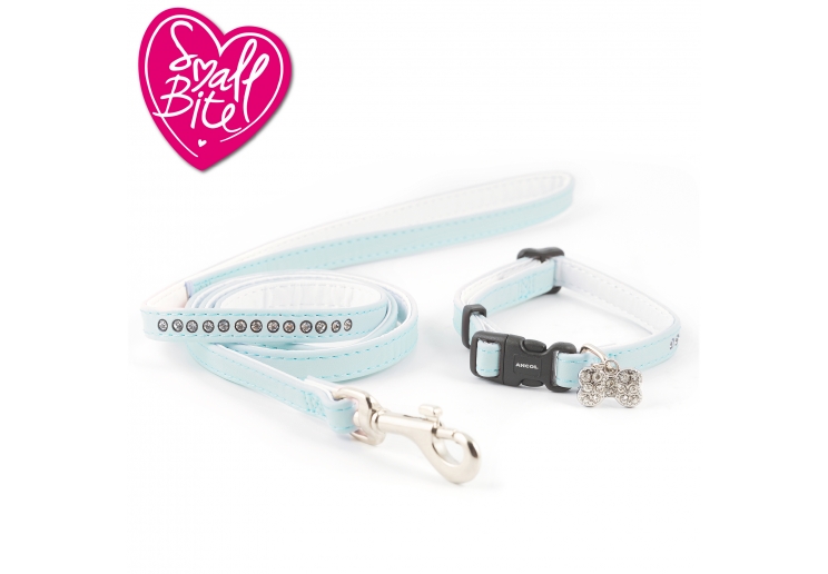 Small Bite Jewel Collar Lead Set Blue