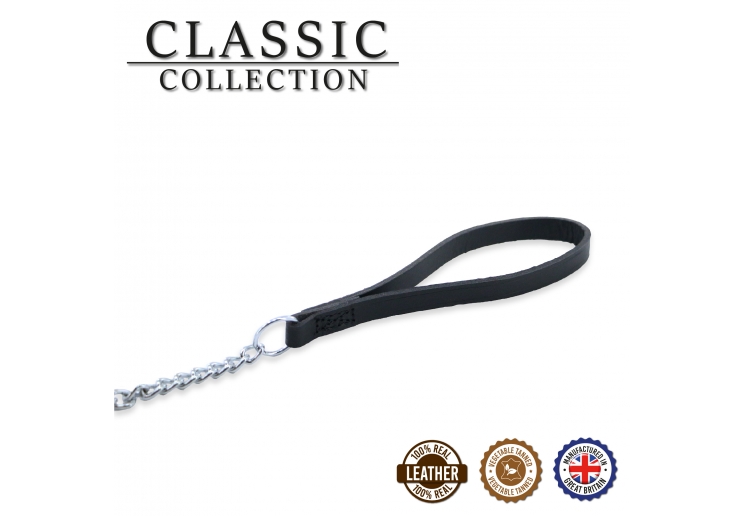 Leather Medium Chain Lead Black 80cm