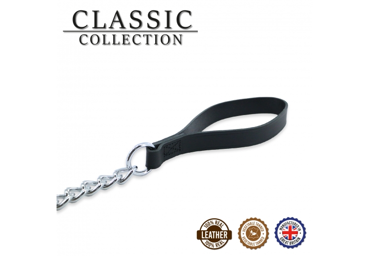 Leather Extra Heavy Chain Lead Black 80cm