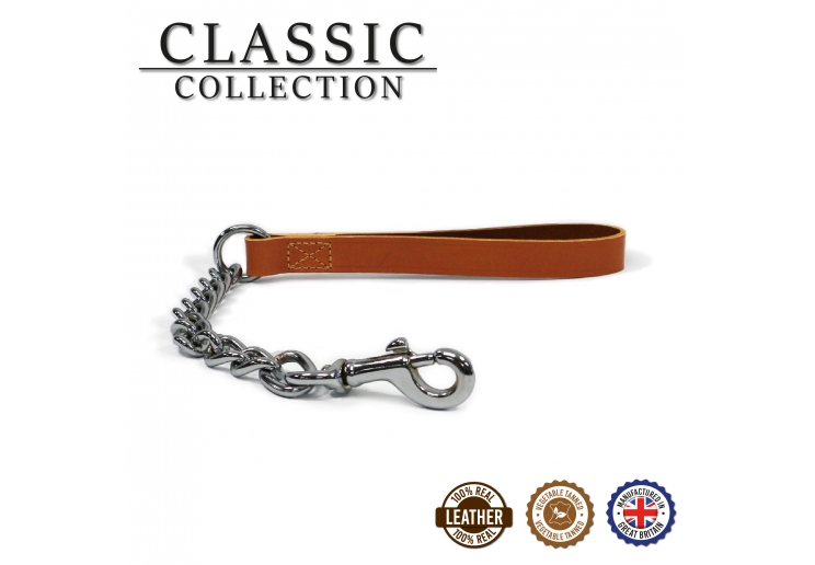 Leather Extra Heavy Chain Lead Tan 50cm