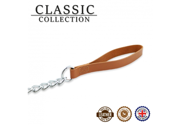 Leather Extra Heavy Chain Lead Tan 50cm