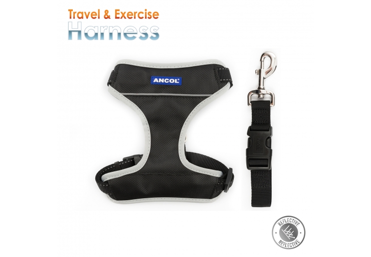 Travel Dog Harness Black S 37-58cm