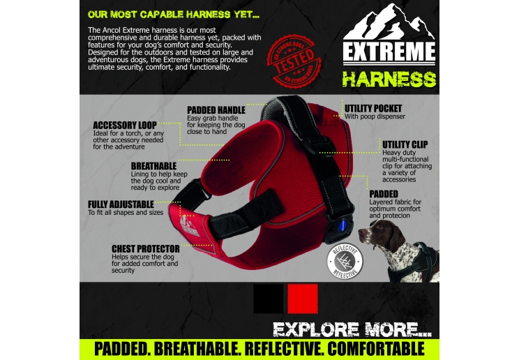 Extreme Harness Red M 68-86cm