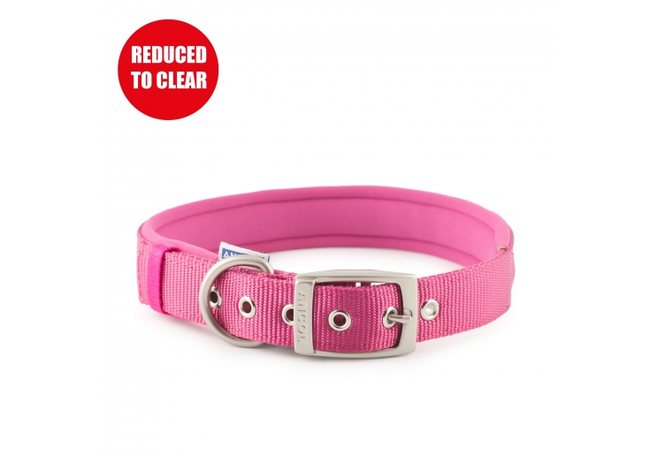 Padded Nylon Eyelet Collar Pink 56-66cm XL