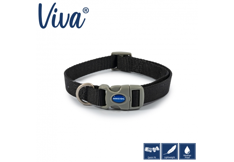 Viva Adjustable Collar Black 20-30cm Size 1-2