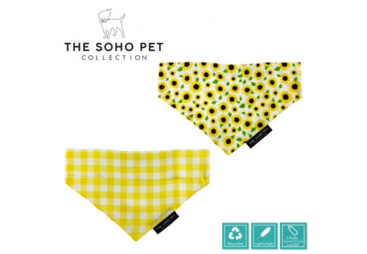 Sunflower/Yellow Check Patterned Bandana 2 per pk