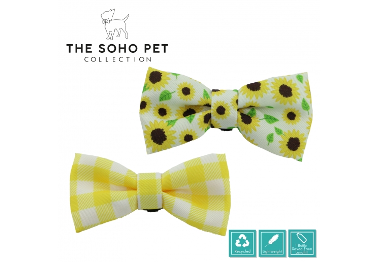 Sunflower/Yellow Check Patterned Bow Tie 2 per pk