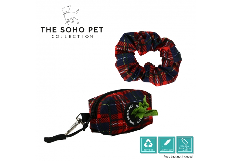 Tartan Patterned Poop Bag and Scrunchie