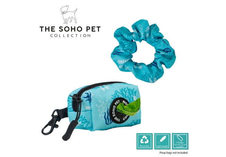 Coral Poop Bag and Scrunchie Set