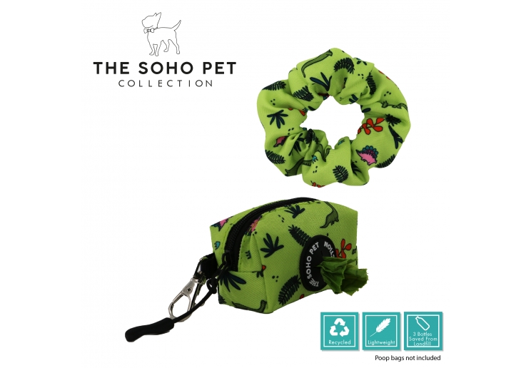 Dino Patterned Poop Bag and Scrunchie