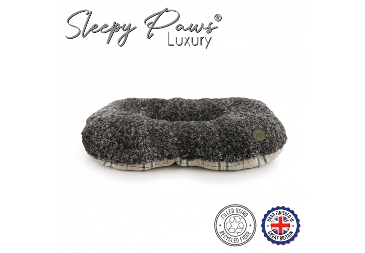 Sleepy Paws Oval Cushion 60x50cm Oatmeal & Check