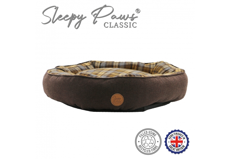 Brown And Blue Tartan Donut Bed 70cm