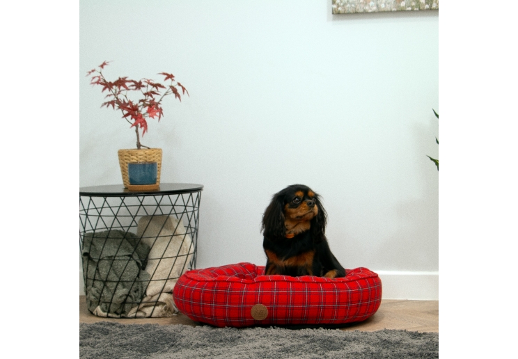 Red Tartan Donut Bed 70cm