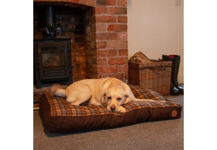 Brown And Blue Tartan Mattress 75 x 60cm