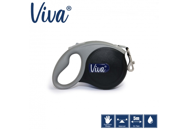 Viva Retractable 5m Lead Black S