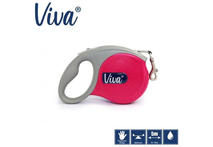 Viva Retractable 5m Lead Pink S