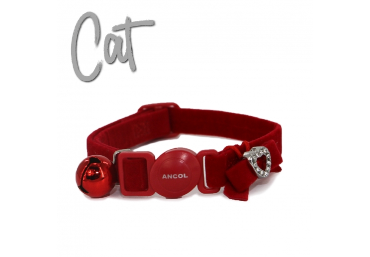 Velvet Heart Cat Collar Red