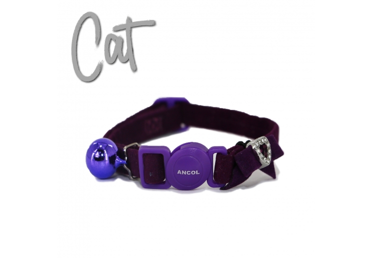 Velvet Heart Cat Collar Purple