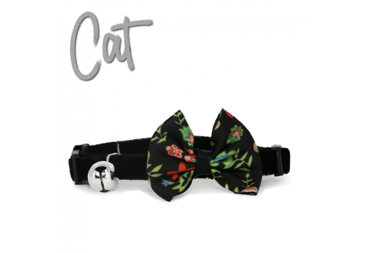 Vintage Bow Safety Cat Collar Black